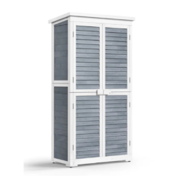 Aiho 63-Inch High Solid Wood Vertical Storage Shed, Gray