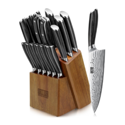 HOSHANHO 16-Piece Knife Set with Block, Ultra Sharp High Carbon Powder Steel Knife Block Set