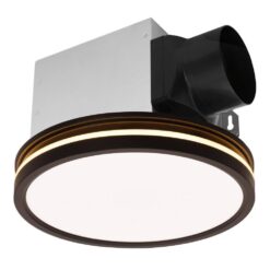 Akicon Bathroom Exhaust Fan with Light, Dimmable 3CCT LED Light with Night Light, 80 CFM, 2-Sones, Round, Black