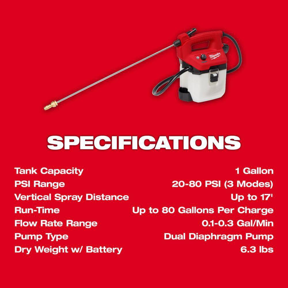 Milwaukee M12 12-Volt 1 Gal. Lithium-Ion Cordless Handheld Sprayer Kit with 2.0 Ah Battery, Charger, Extra 1 Gal. Tank Milwaukee M12 12-Volt 1 Gal. Lithium-Ion Cordless Handheld Sprayer Kit with 2.0 Ah Battery, Charger, Extra 1 Gal. Tank - Image 8
