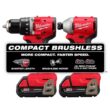 Milwaukee M18 18V Lithium-Ion Brushless Cordless Compact Drill/Impact Combo Kit (2-Tool) w/(2) 2.0 Ah Batteries, Charger, & Sander