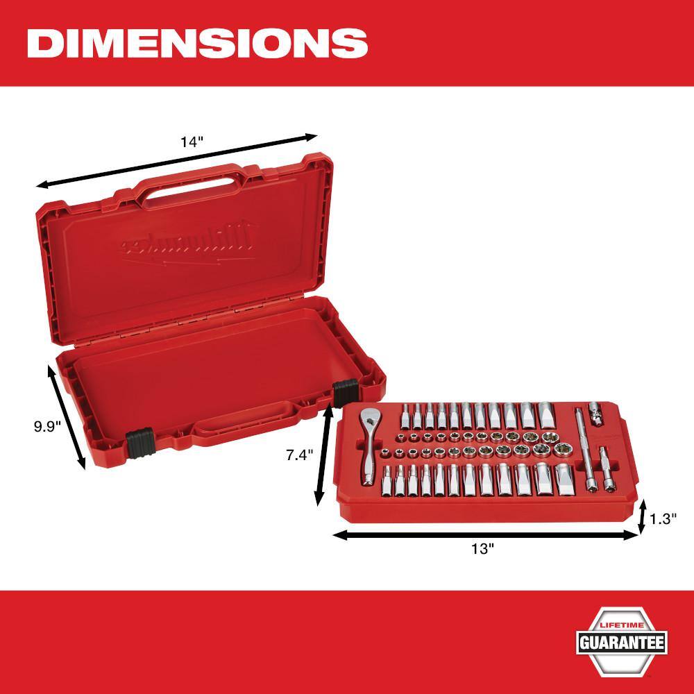 Milwaukee 3/8 in. and 1/4 in. Drive SAE/Metric Ratchet and Socket Mechanics Tool Set (106-Piece) Milwaukee 3/8 in. and 1/4 in. Drive SAE/Metric Ratchet and Socket Mechanics Tool Set (106-Piece) - Image 10
