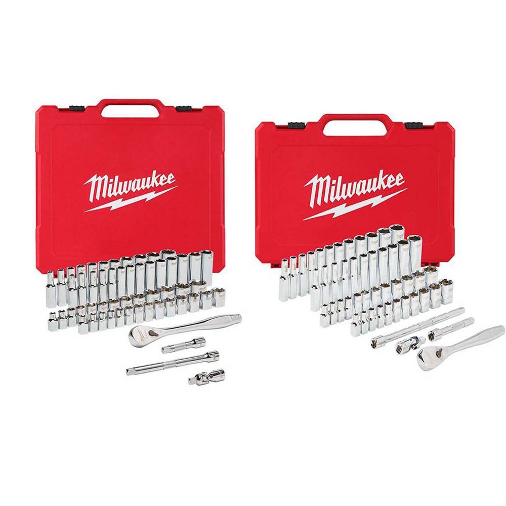 Milwaukee 3/8 in. and 1/4 in. Drive SAE/Metric Ratchet and Socket Mechanics Tool Set (106-Piece) Milwaukee 3/8 in. and 1/4 in. Drive SAE/Metric Ratchet and Socket Mechanics Tool Set (106-Piece)