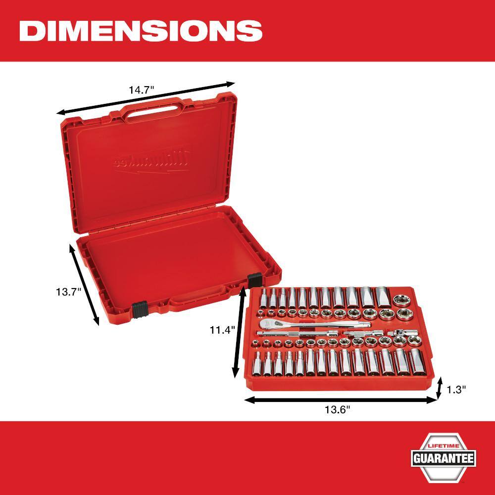Milwaukee 3/8 in. and 1/4 in. Drive SAE/Metric Ratchet and Socket Mechanics Tool Set (106-Piece) Milwaukee 3/8 in. and 1/4 in. Drive SAE/Metric Ratchet and Socket Mechanics Tool Set (106-Piece) - Image 9