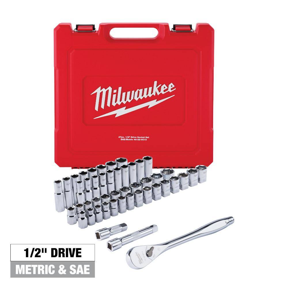 Milwaukee 1/2 in. Drive SAE/Metric Ratchet and Socket Mechanics Tool Set with Screwdriver Set (55-Piece) Milwaukee 1/2 in. Drive SAE/Metric Ratchet and Socket Mechanics Tool Set with Screwdriver Set (55-Piece) - Image 10
