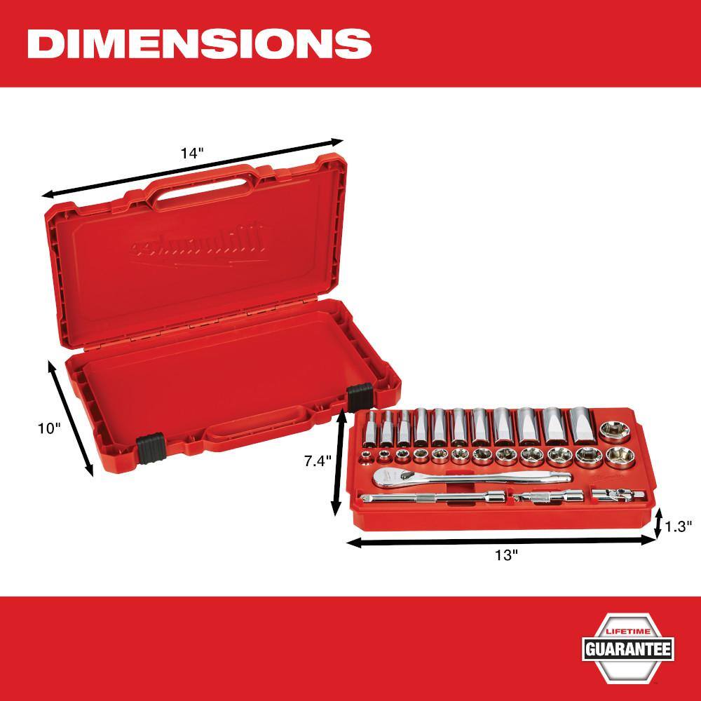 Milwaukee 3/8 in. Drive SAE/Metric Ratchet and Socket Mechanics Tool Set (60-Piece) Milwaukee 3/8 in. Drive SAE/Metric Ratchet and Socket Mechanics Tool Set (60-Piece) - Image 11