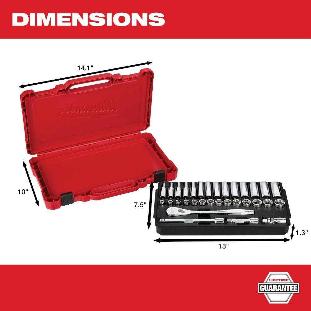 Milwaukee 3/8 in. Drive SAE/Metric Ratchet and Socket Mechanics Tool Set (60-Piece) Milwaukee 3/8 in. Drive SAE/Metric Ratchet and Socket Mechanics Tool Set (60-Piece) - Image 10