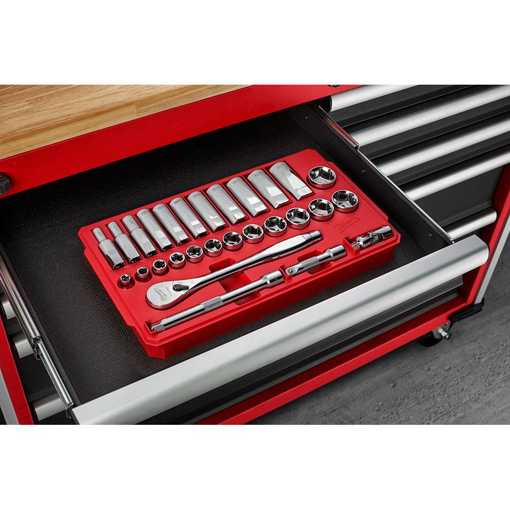Milwaukee 3/8 in. Drive SAE Ratchet and Socket Mechanics Tool Set (28-Piece) Milwaukee 3/8 in. Drive SAE Ratchet and Socket Mechanics Tool Set (28-Piece) - Image 7