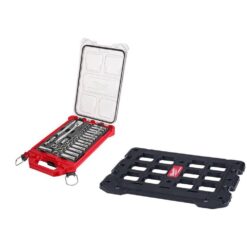 Milwaukee 3/8 in. Drive Metric Ratchet and Socket Mechanics Tool Set with PACKOUT Case and Packout Mounting Plate (33-Piece)