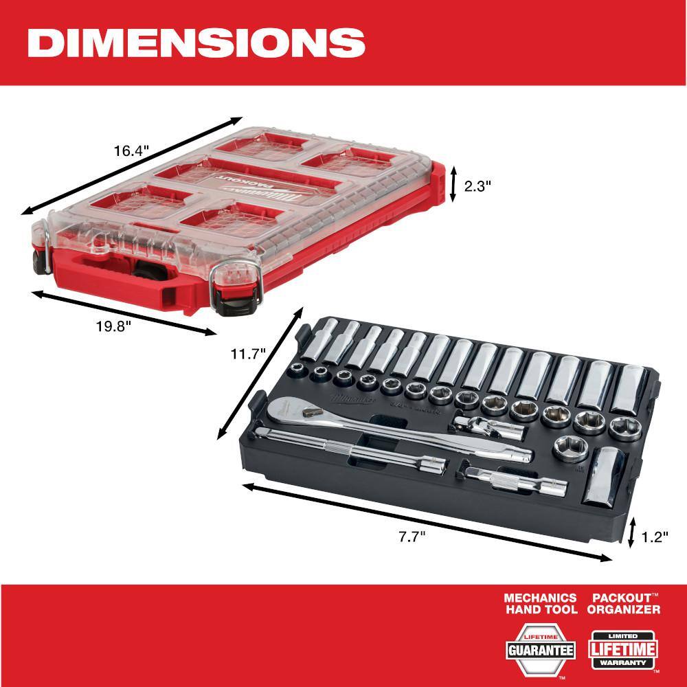 Milwaukee 3/8 in. Drive Metric Ratchet and Socket Mechanics Tool Set with PACKOUT Case & Impact Socket Set (40-Piece) Milwaukee 3/8 in. Drive Metric Ratchet and Socket Mechanics Tool Set with PACKOUT Case & Impact Socket Set (40-Piece) - Image 10