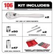 Milwaukee 3/8 in. and 1/4 in. Drive SAE/Metric Ratchet and Socket Mechanics Tool Set w/PACKOUT Case (106-Piece) & Mounting Plate