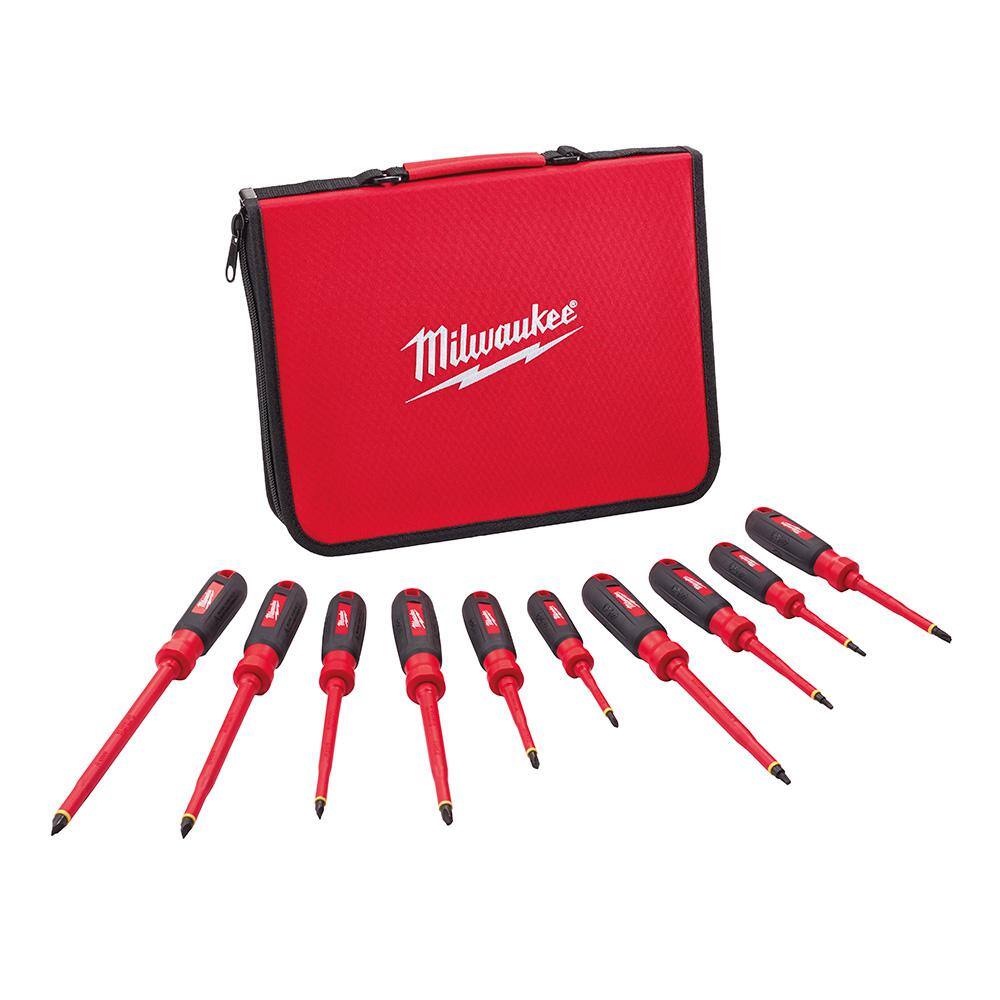 Milwaukee 48-22-2210 1000V Insulated Screwdriver Set with Case (10-Piece) Milwaukee 48-22-2210 1000V Insulated Screwdriver Set with Case (10-Piece)