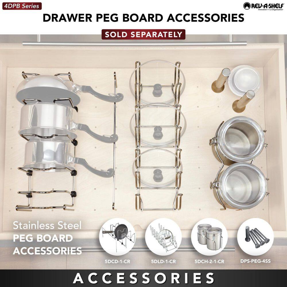 Rev-A-Shelf 30.25 in. x 6.63 in. x 21.25 in. Natural Brown Trimmable Pegboard Drawer Organizer with 12 Pegs Rev-A-Shelf 30.25 in. x 6.63 in. x 21.25 in. Natural Brown Trimmable Pegboard Drawer Organizer with 12 Pegs - Image 5