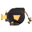 GardenJoy Retractable Garden Hose Reel 1/2 in. to 100 ft. Orange Retractable Reel Wall Mounted Width 10-In-1 Hose Nozzle