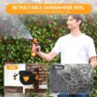 GardenJoy Retractable Garden Hose Reel 1/2 in. to 100 ft. Orange Retractable Reel Wall Mounted Width 10-In-1 Hose Nozzle