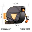 GardenJoy Retractable Garden Hose Reel 1/2 in. to 100 ft. Orange Retractable Reel Wall Mounted Width 10-In-1 Hose Nozzle