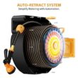 GardenJoy Retractable Garden Hose Reel 1/2 in. to 100 ft. Orange Retractable Reel Wall Mounted Width 10-In-1 Hose Nozzle