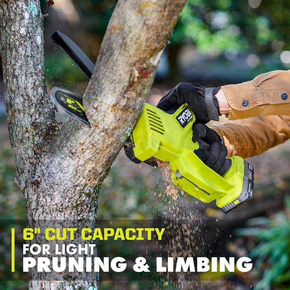RYOBI ONE+ HP 18V Brushless 8 in. Battery Compact Pruning Mini Chainsaw with 2.0 Ah Battery and Charger PSBCW01K RYOBI ONE+ HP 18V Brushless 8 in. Battery Compact Pruning Mini Chainsaw with 2.0 Ah Battery and Charger PSBCW01K - Image 10