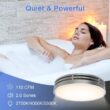 Akicon 110 CFM, 2-Sones Bathroom Fan with Light, 15-Watt Dimmable 3CCT LED Light with 5-Watt 2-Color Night Light, Round, Silver