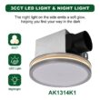 Akicon Bathroom Exhaust Fan with Light, Dimmable 3CCT LED Light with Night Light, 80 CFM, 2-Sones, Round, Silver