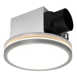Akicon Bathroom Exhaust Fan with Light, Dimmable 3CCT LED Light with Night Light, 80 CFM, 2-Sones, Round, Silver
