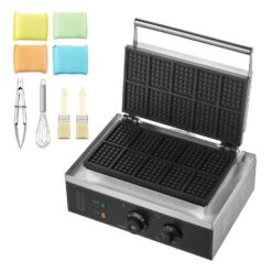 SKYSHALO 1550-Watt Non-Stick Belgian Waffle Baker 10-Pieces Commercial Waffle Maker Stainless Steel Iron w/ Temp and Time Control