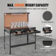 VEVOR 47 in. W x 24 in. D Heavy Duty 2-Drawer Steel Workbench in Black 220 lbs. Load Capacity with Pegboard