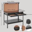 VEVOR 47 in. W x 24 in. D Heavy Duty 2-Drawer Steel Workbench in Black 220 lbs. Load Capacity with Pegboard