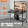 VEVOR 47 in. W x 24 in. D Heavy Duty 2-Drawer Steel Workbench in Black 220 lbs. Load Capacity with Pegboard