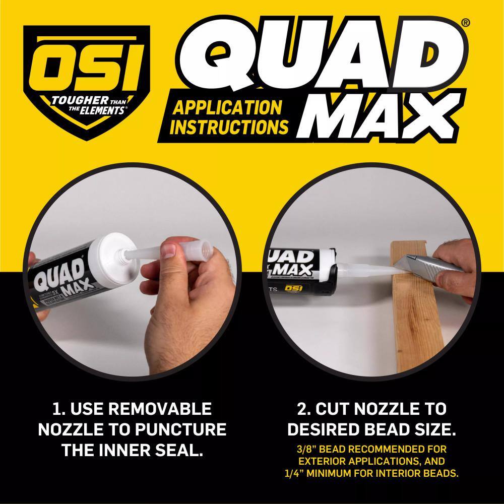 OSI QUAD Max 9.5 fl. oz. White #004 Exterior, Window, Door, and Siding Caulk Sealant (12-pack) OSI QUAD Max 9.5 fl. oz. White #004 Exterior, Window, Door, and Siding Caulk Sealant (12-pack) - Image 5