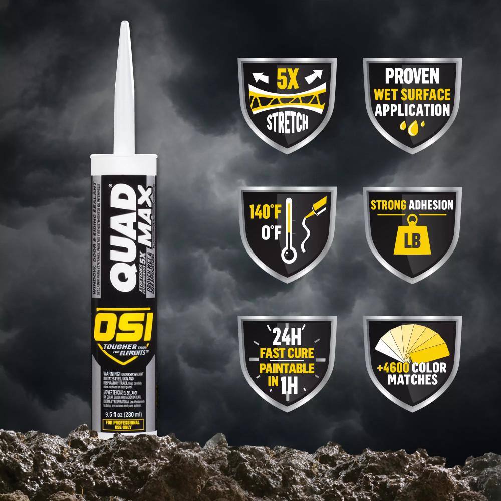 OSI QUAD Max 9.5 fl. oz. White #004 Exterior, Window, Door, and Siding Caulk Sealant (12-pack) OSI QUAD Max 9.5 fl. oz. White #004 Exterior, Window, Door, and Siding Caulk Sealant (12-pack) - Image 2