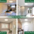 Akicon Bathroom Exhaust Fan with Light, Dimmable 3CCT LED Light with Night Light, 80 CFM, 2-Sones, Round, White