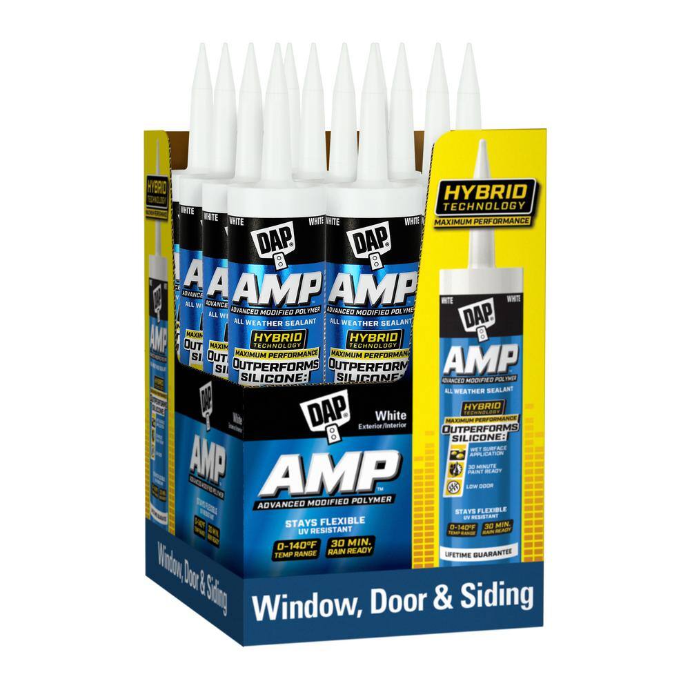 DAP AMP Advanced Modified 9 oz. White Polymer All Weather Window, Door and Siding Sealant (12-Pack) DAP AMP Advanced Modified 9 oz. White Polymer All Weather Window, Door and Siding Sealant (12-Pack)
