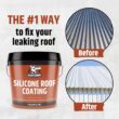 Liquid Rubber Silicone Roof Coating - Roof Sealant for Flat, Sloped, and Metal Roofs, White, 4 Gallons (512 oz)
