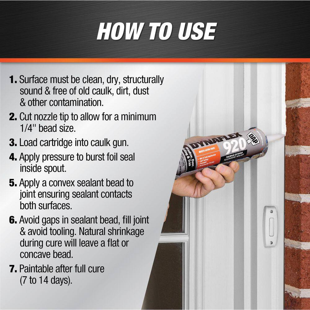 DAP Dynaflex 920 10.1 oz. White WT093 Window, Door and Siding Premium Exterior Sealant (12-Pack) DAP Dynaflex 920 10.1 oz. White WT093 Window, Door and Siding Premium Exterior Sealant (12-Pack) - Image 5