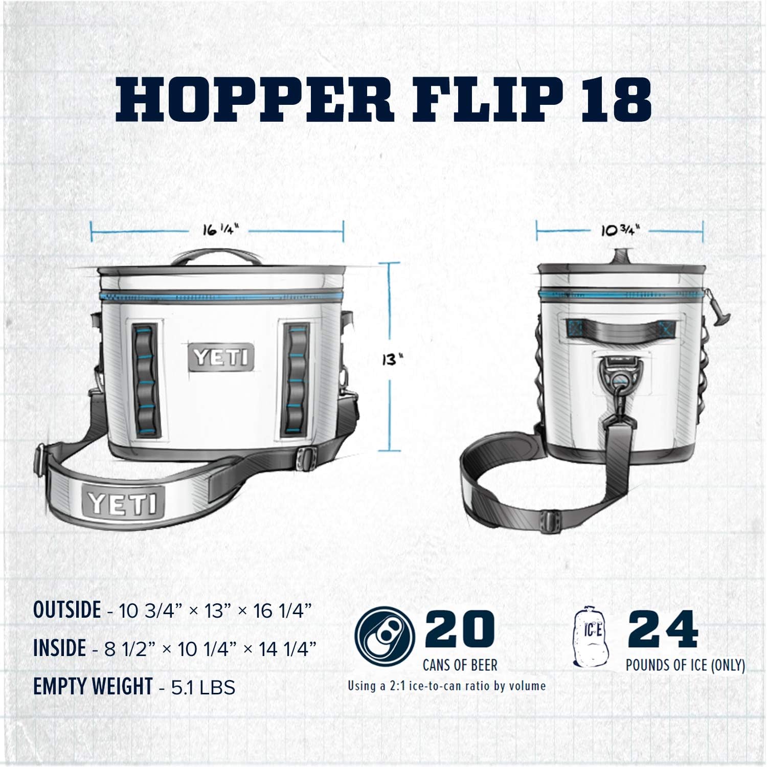 YETI Hopper Flip 18 Portable Soft Cooler, Charcoal YETI Hopper Flip 18 Portable Soft Cooler