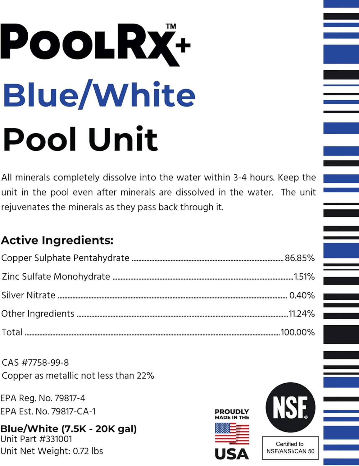 PoolRX+ Pool Unit 7.5k-20k gallons (4-Pack), Blue, (331003) PoolRX+ Pool Unit 7.5k-20k gallons (4-Pack), Blue, (331003)