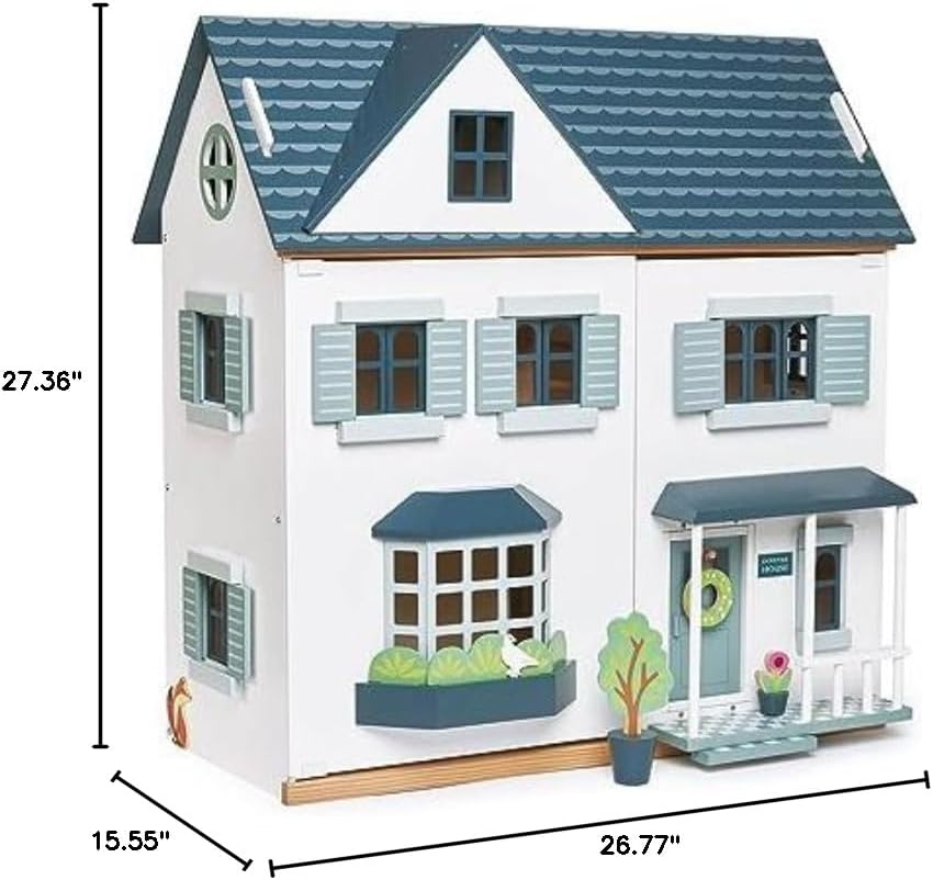 Tender Leaf Toys - Dovetail House - Large Luxury 27.36" Tall 3 Story Doll House with 6 Rooms Tender Leaf Toys - Dovetail House - Large Luxury 27.36" Tall 3 Story Doll House with 6 Rooms - Gender-Neutral Dollhouse - Encourage Creative and Imaginative Fun Play for Children - Age 3+