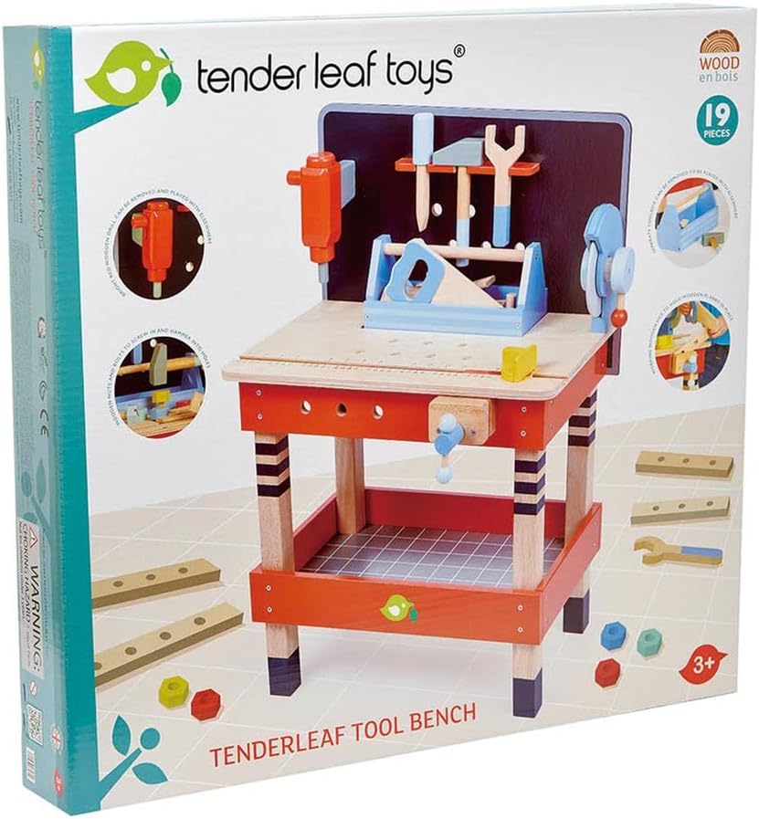 Tender Leaf Toys - Tender Leaf Tool Bench Tender Leaf Toys - Tender Leaf Tool Bench - 18 Pieces Pretend Play Construction Tool Set Made with Premium Materials and Craftsmanship - Creates Interest in DIY and Creative Role Play for Children 3+