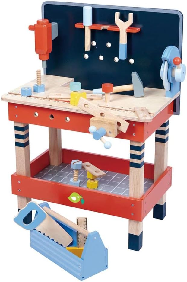 Tender Leaf Toys - Tender Leaf Tool Bench Tender Leaf Toys - Tender Leaf Tool Bench - 18 Pieces Pretend Play Construction Tool Set Made with Premium Materials and Craftsmanship - Creates Interest in DIY and Creative Role Play for Children 3+