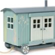 Tender Leaf Toys - Secret Meadow Shepherd’s Hut - Portable Furnished Wooden Shepherd’s Hut on Wheels with 11 Pcs Accessories and 3 Mice Dolls - Open-Ended Play and Story Tellings - Age 3+