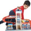 Tender Leaf Toys - Blue Bird Service Station - Classic Wooden Garage and Service Station for Cars and Helicopter with Ramps, Petrol Pumps and Car Wash Center - Imaginary and Roleplay for Children 3+