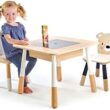 Tender Leaf Toys - Forest Table and Chairs Collections - Adorable Kids Size Art Play Game Table and Chairs - Made with Premium Materials and Craftsmanship for Children 3+ (Forest Table and Chairs)