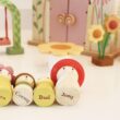Tender Leaf Toys - Rosewood Cottage - Portable Furnished Wooden 2-Story Dollhouse Set with Handle, 4 Pcs Miniature Toadstool Family with 10 Accessories - Pretend Play Gift for Kids - Age 3+