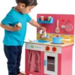 Tender Leaf Toys - Cherry Pie Kitchen - Modern Play Kitchen, with Cooker, Oven, Wardrobe, and Wooden Utensils - Play Set and Gift for Toddlers and Kids - Age 3+