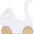 Tender Leaf Toys - Sweet Swan Pram - Wooden Swan Shape Dolls Stroller - Inspired Role-Play Toy for Boys and Girls, Improve Gross Motor Skills and Creativity - Age 18m +