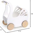 Tender Leaf Toys - Sweet Swan Pram - Wooden Swan Shape Dolls Stroller - Inspired Role-Play Toy for Boys and Girls, Improve Gross Motor Skills and Creativity - Age 18m +