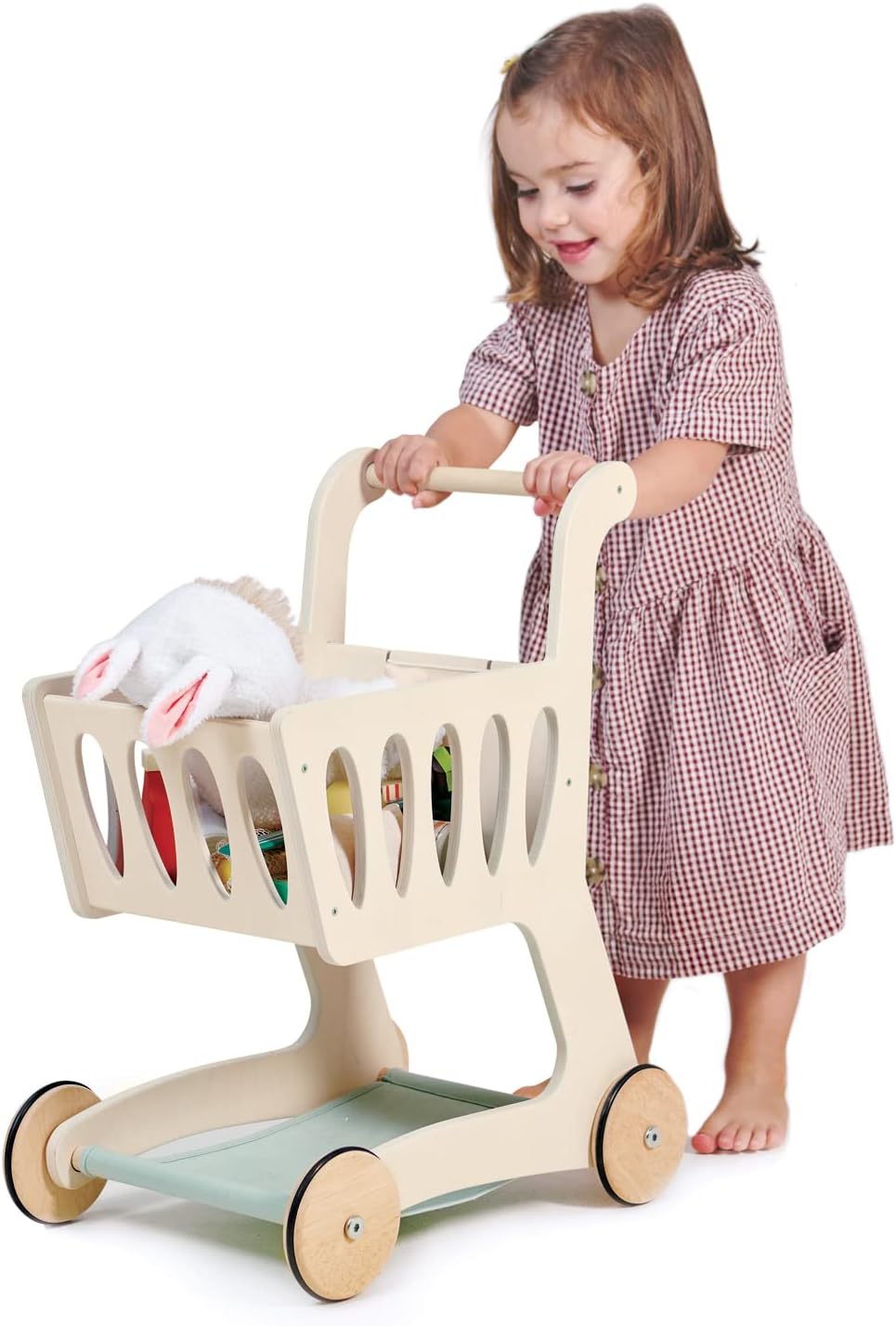 Tender Leaf Toys - Shopping Cart - Wooden Shopping Cart with Extra Storage Tender Leaf Toys - Shopping Cart - Wooden Shopping Cart with Extra Storage - Perfect Role Play Toy, Promotes Creativity and Imagination for Boys and Girls - Age 3+