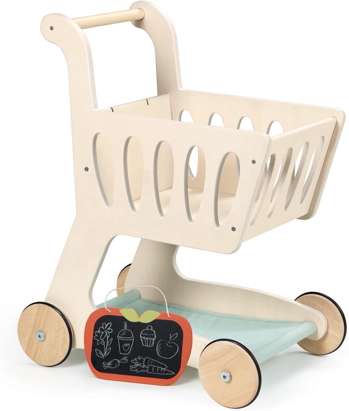 Tender Leaf Toys - Shopping Cart - Wooden Shopping Cart with Extra Storage Tender Leaf Toys - Shopping Cart - Wooden Shopping Cart with Extra Storage - Perfect Role Play Toy, Promotes Creativity and Imagination for Boys and Girls - Age 3+