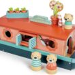 Tender Leaf Toys - Little Otter Canal Boat - 23 Pcs Furnished Wooden Boat Toy Tender Leaf Toys - Little Otter Canal Boat - 23 Pcs Furnished Wooden Boat Toy with Removeable Roof and Animal Figures - Gender-Neutral Open-Ended Play Set for Story Telling - Age 3 +